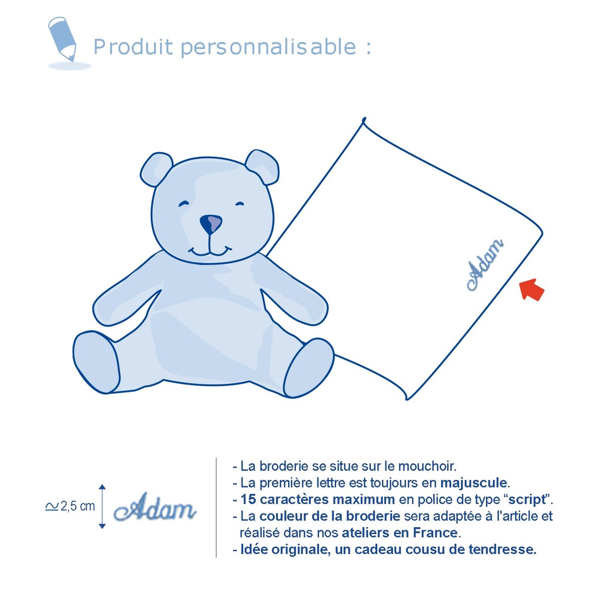 Cajou doudou lapin ciel bleu, SUCRE D'ORGE
