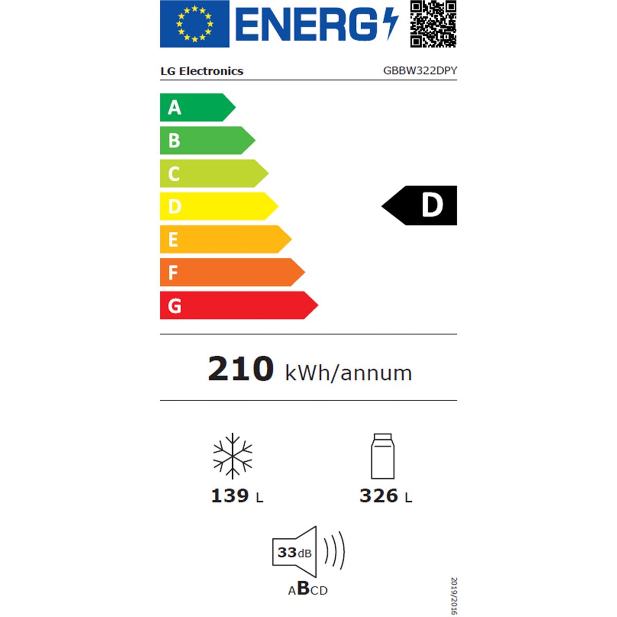 Réfrigérateur combiné GBBW322DPY couleur unique, LG