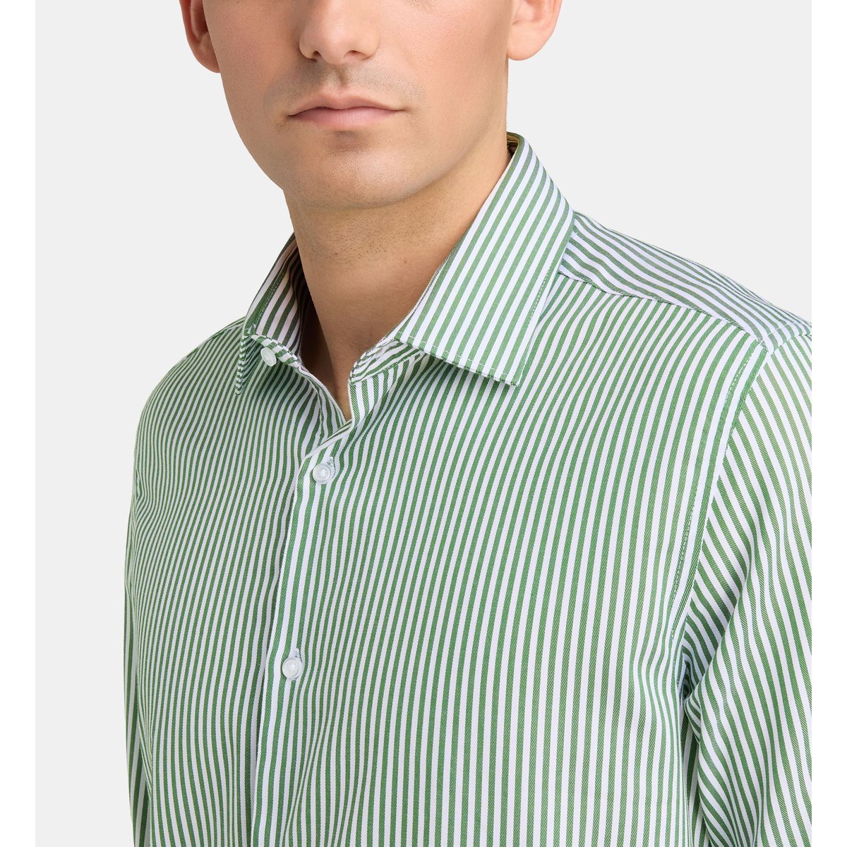 Chemise ajustée msrten rayures sans repassage coton bio vert, GALERIES LAFAYETTE