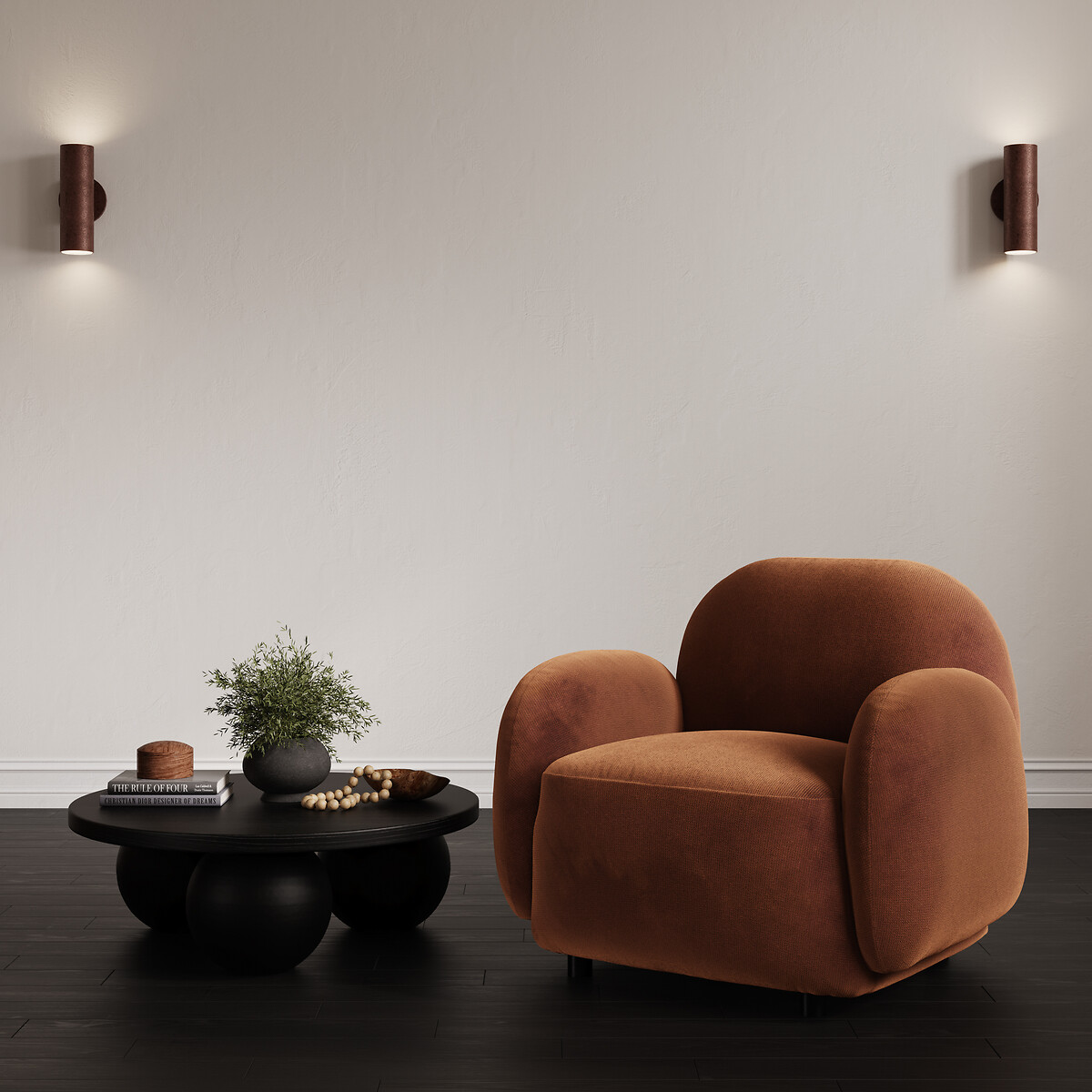 Bianca Curve Chenille Tub Armchair rust, ÉDITÉ