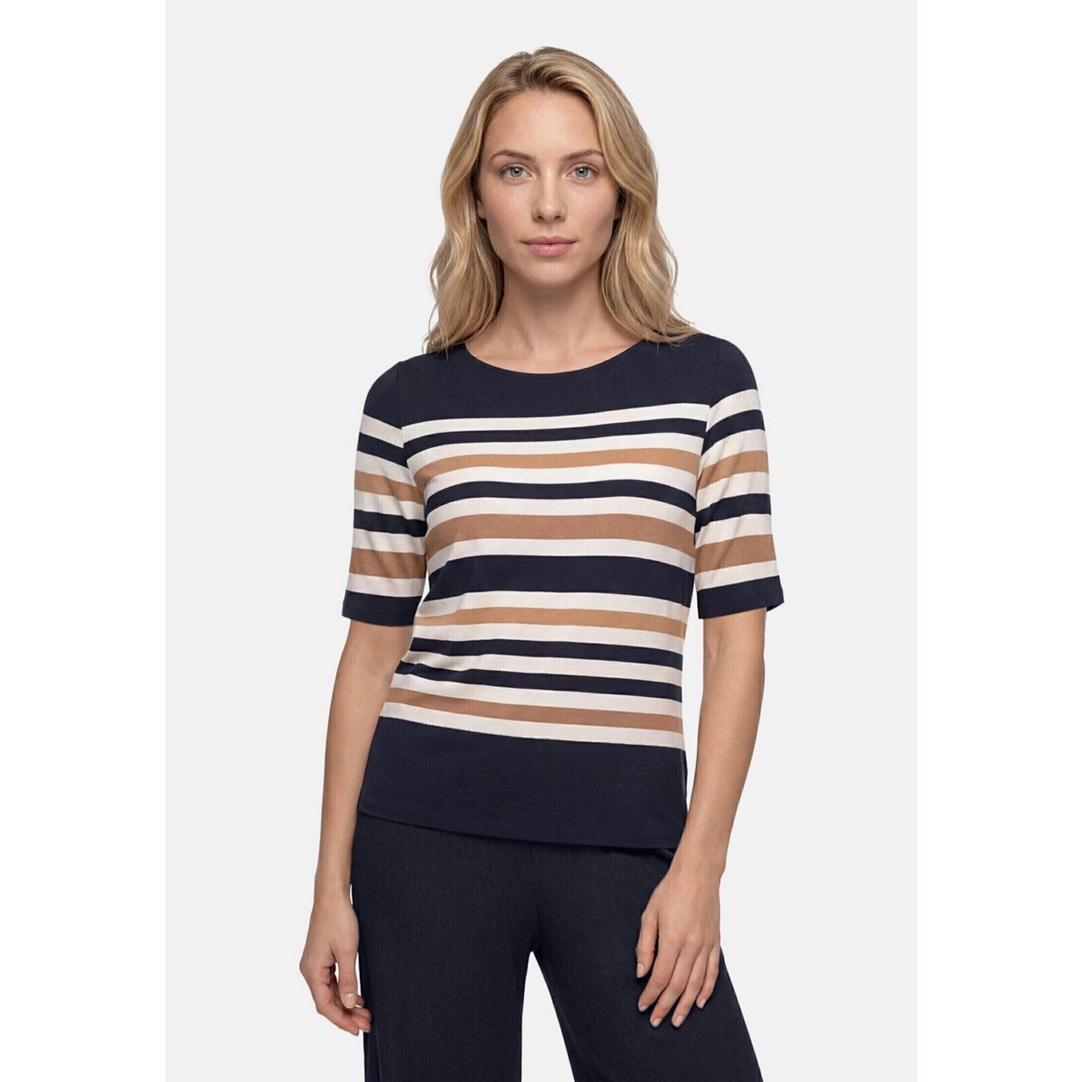 T-shirt basique à encolure bateau dark blue/brown, BETTY BARCLAY