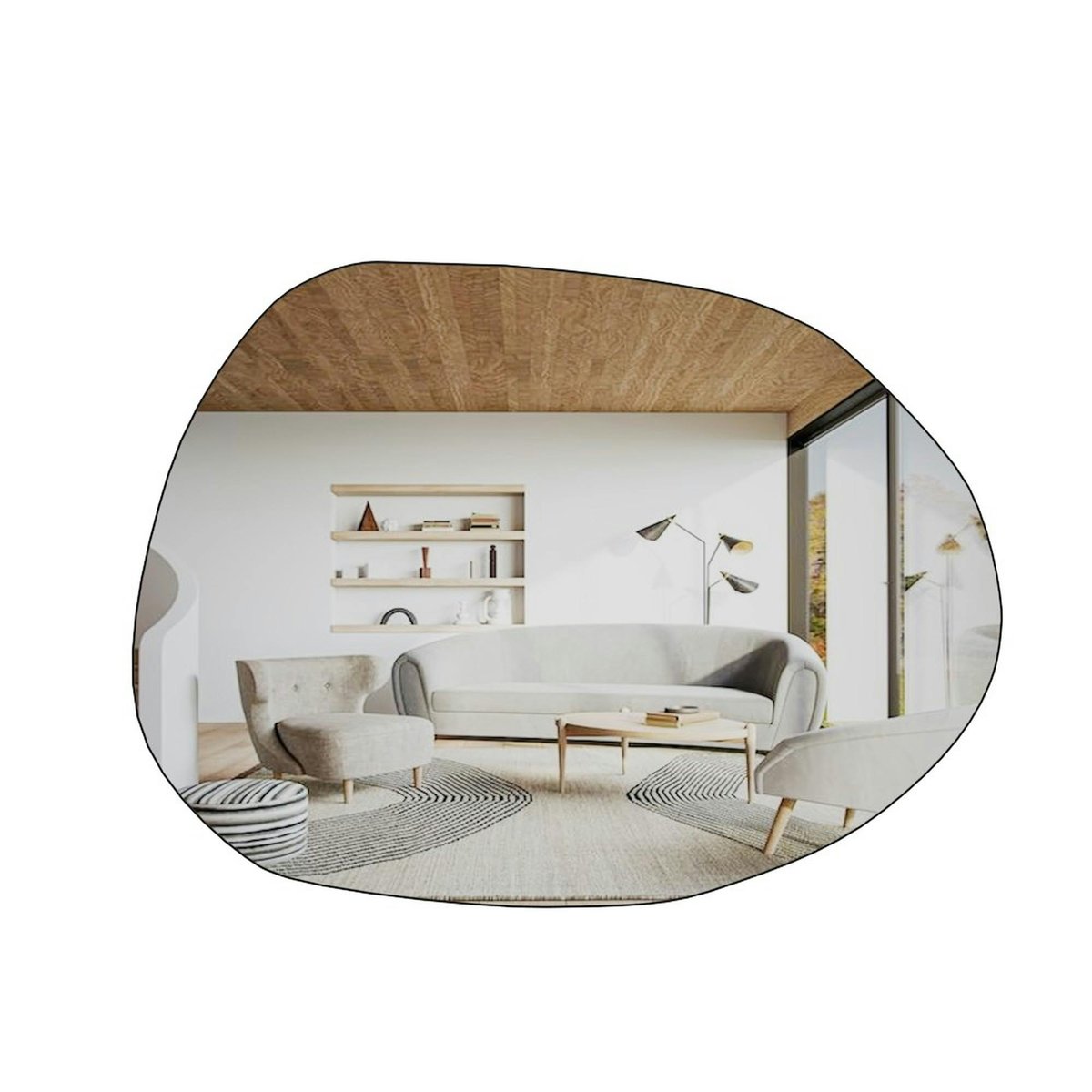Miroir design organique bord noir 75 cm - style naturel CODY noir, PIER IMPORT