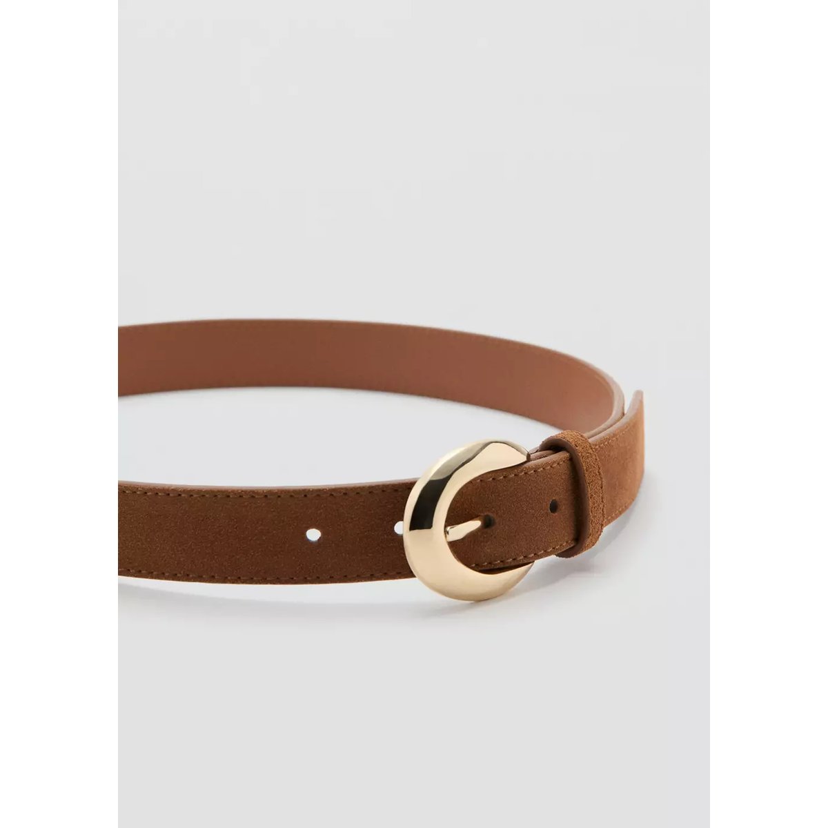 Ceinture cuir boucle ovale marron, MANGO