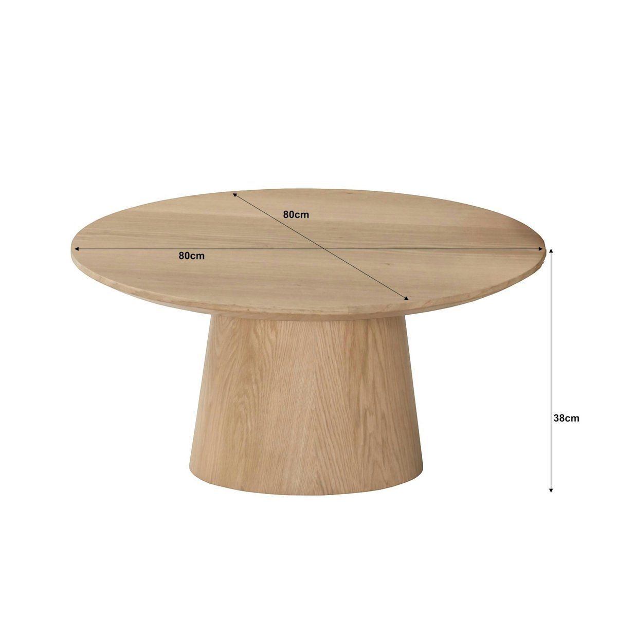 Table basse ronde 80 cm en chêne LOREN bois clair, PIER IMPORT