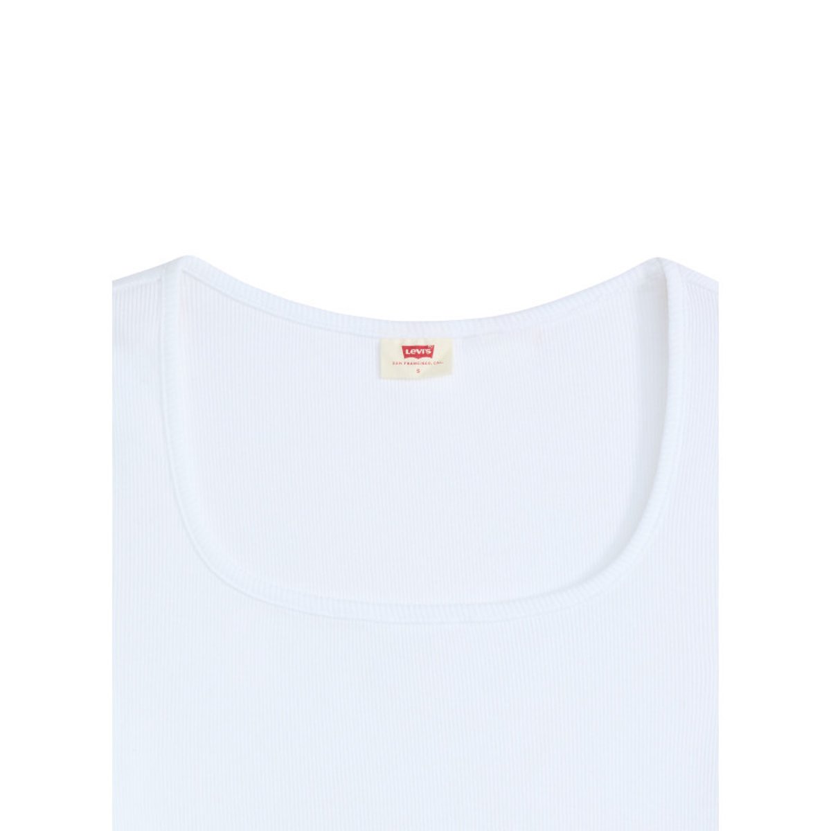 T-shirt en coton blanc uni avec une coupe droite et un col carré blanc, LEVI'S