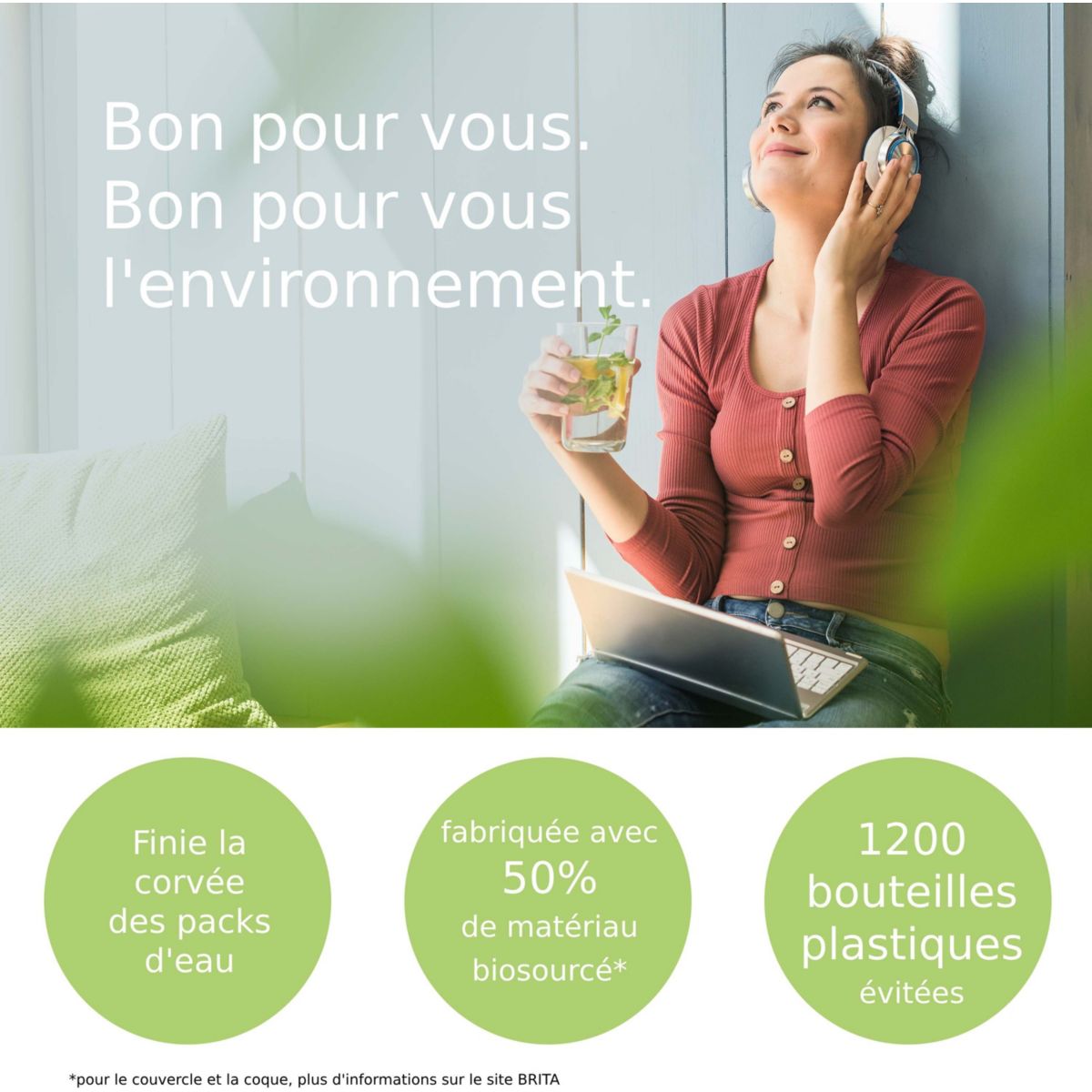 Distributeur d'eau filtrée Flow bleu translucide, BRITA