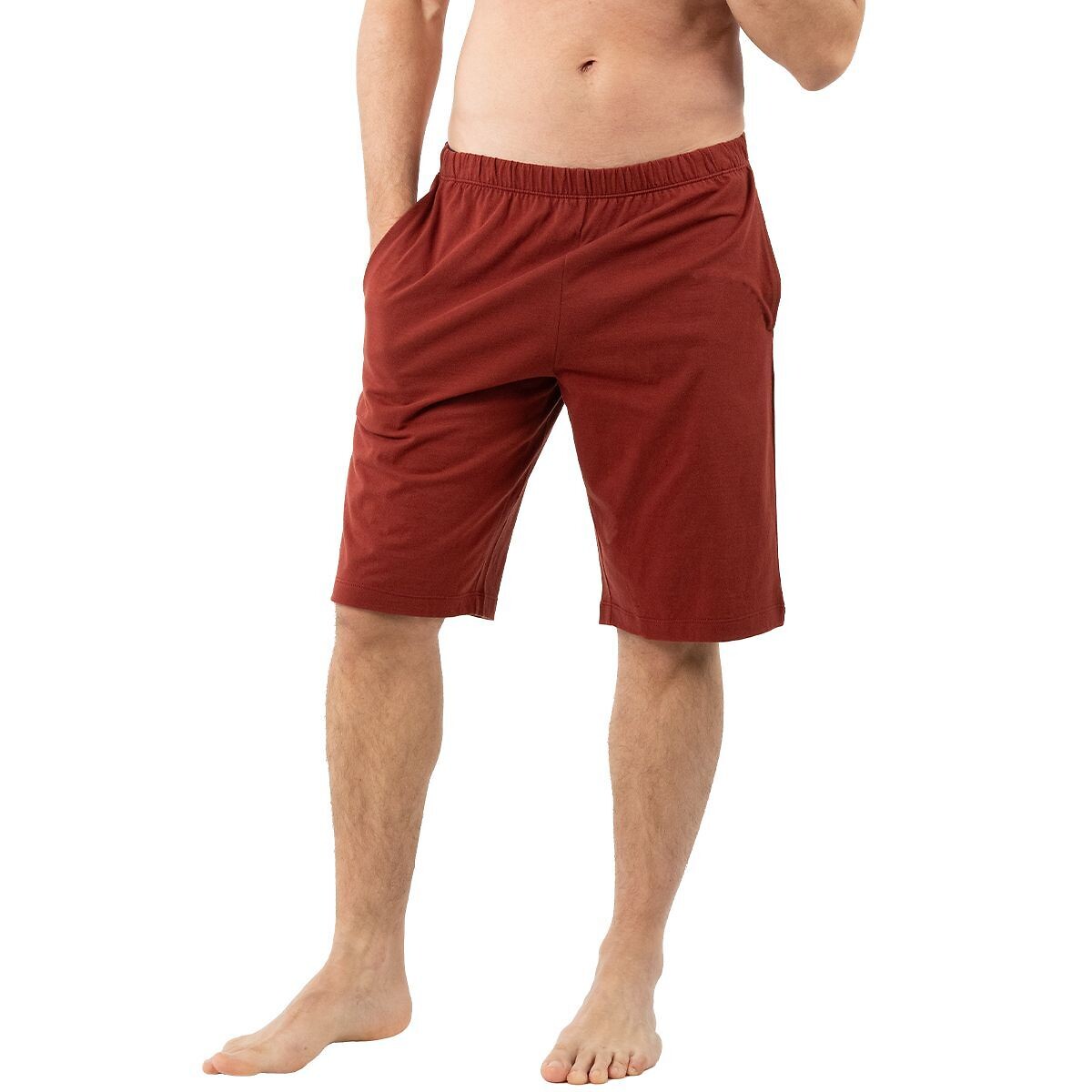 V-Neck Short Pyjamas terracotta+navy blue, EMINENCE