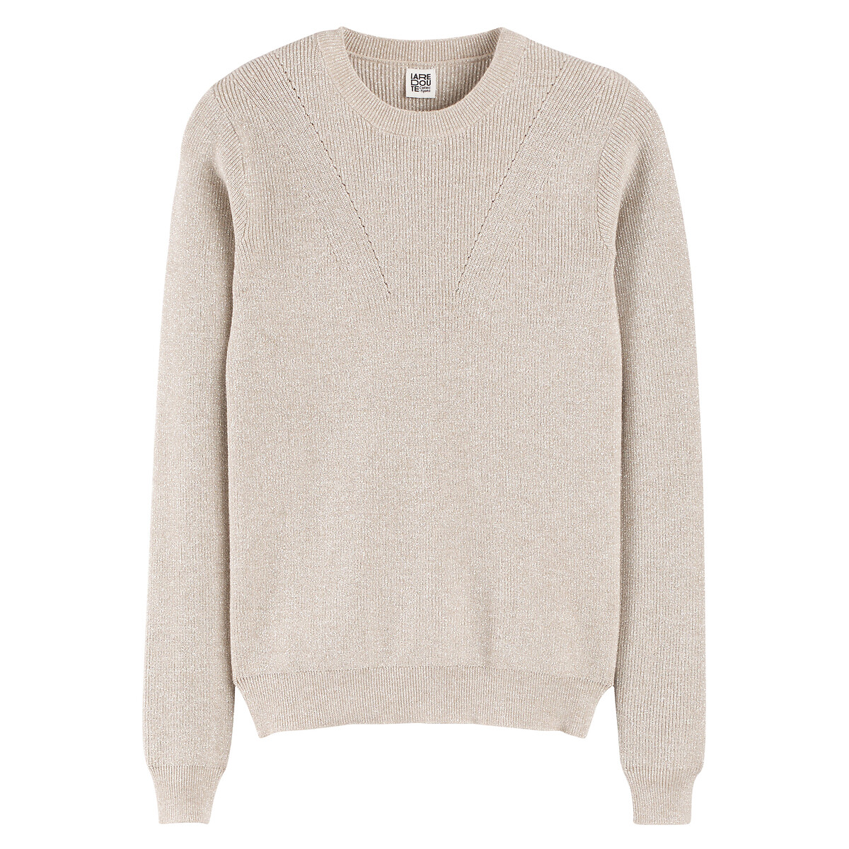 Sparkly Knit Jumper with Crew Neck gold-coloured, LA REDOUTE COLLECTIONS