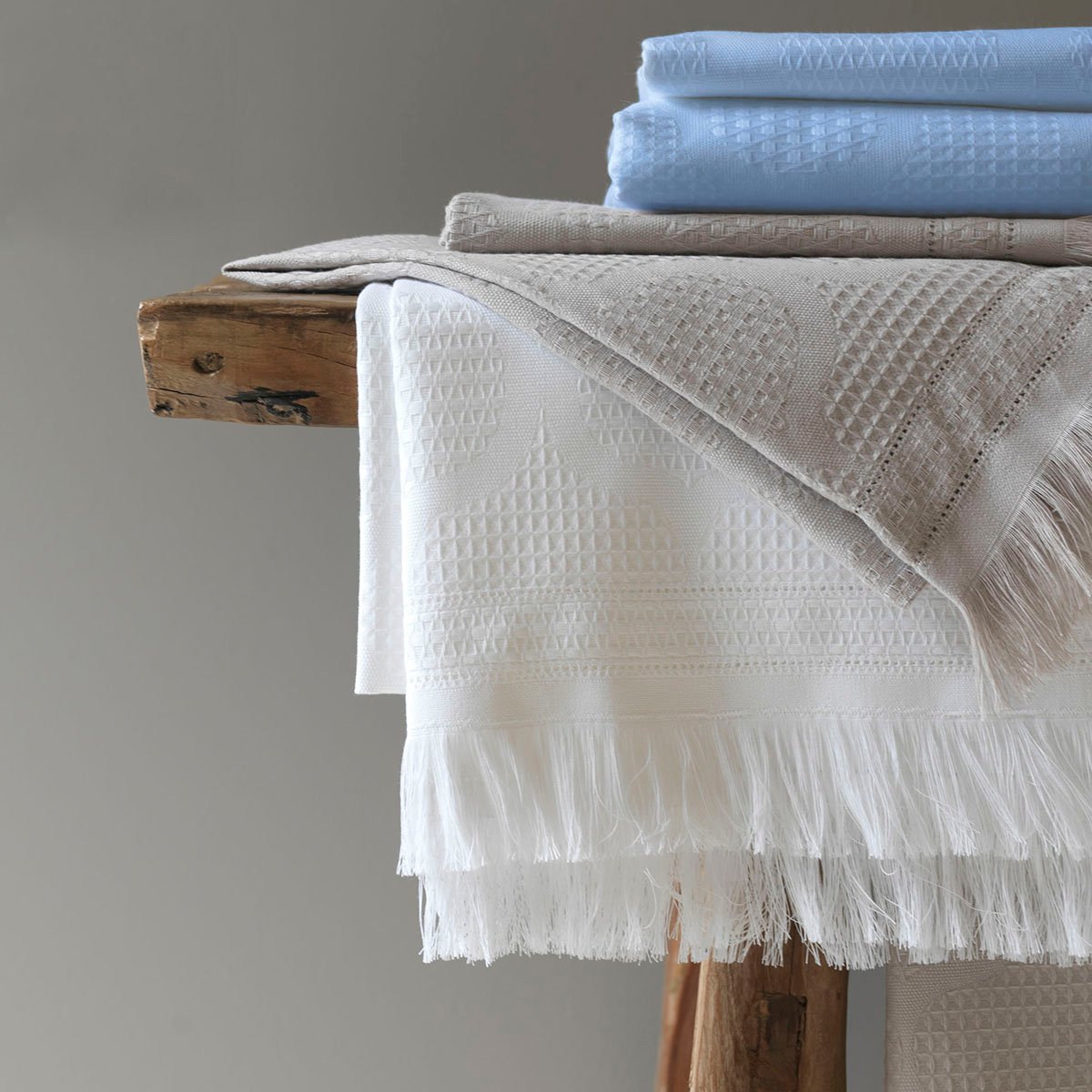 Serviette De Bain En Coton, Hera, Made In France blanc, LE JACQUARD FRANCAIS