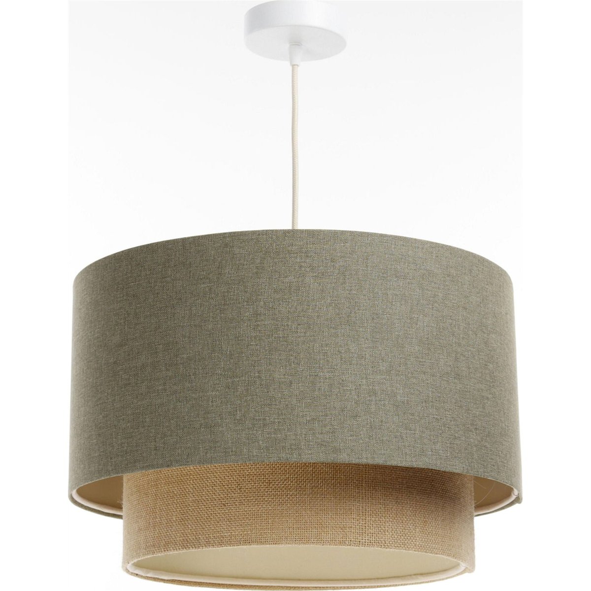 Suspension en tissu rond Boho Elegant beige crème tissu structuré, BPS KONCEPT