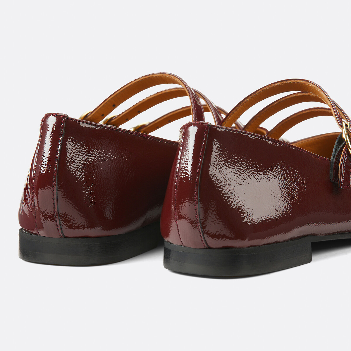 Ballerina's met drie banden van lakleer bordeaux , LA REDOUTE COLLECTIONS