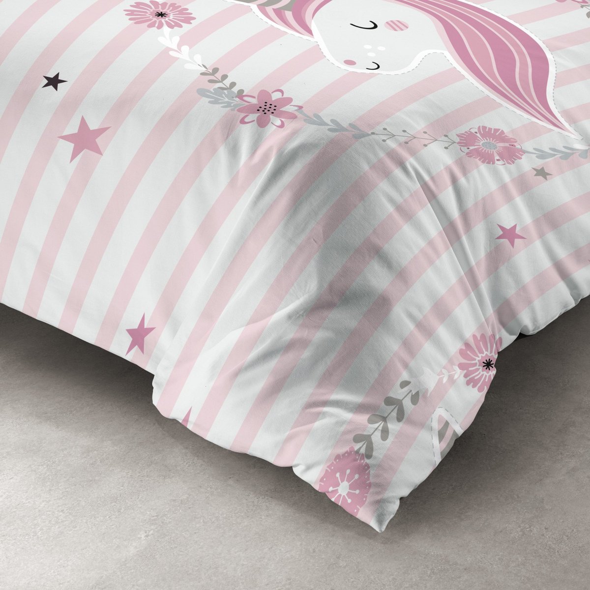 Housse de couette + 1 taie Rina petite licorne rose, EDEN