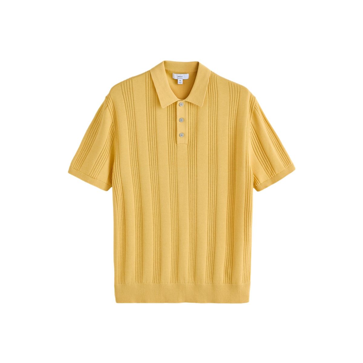 Polo en maille pointelle de coton majoritaire jaune, NEXT