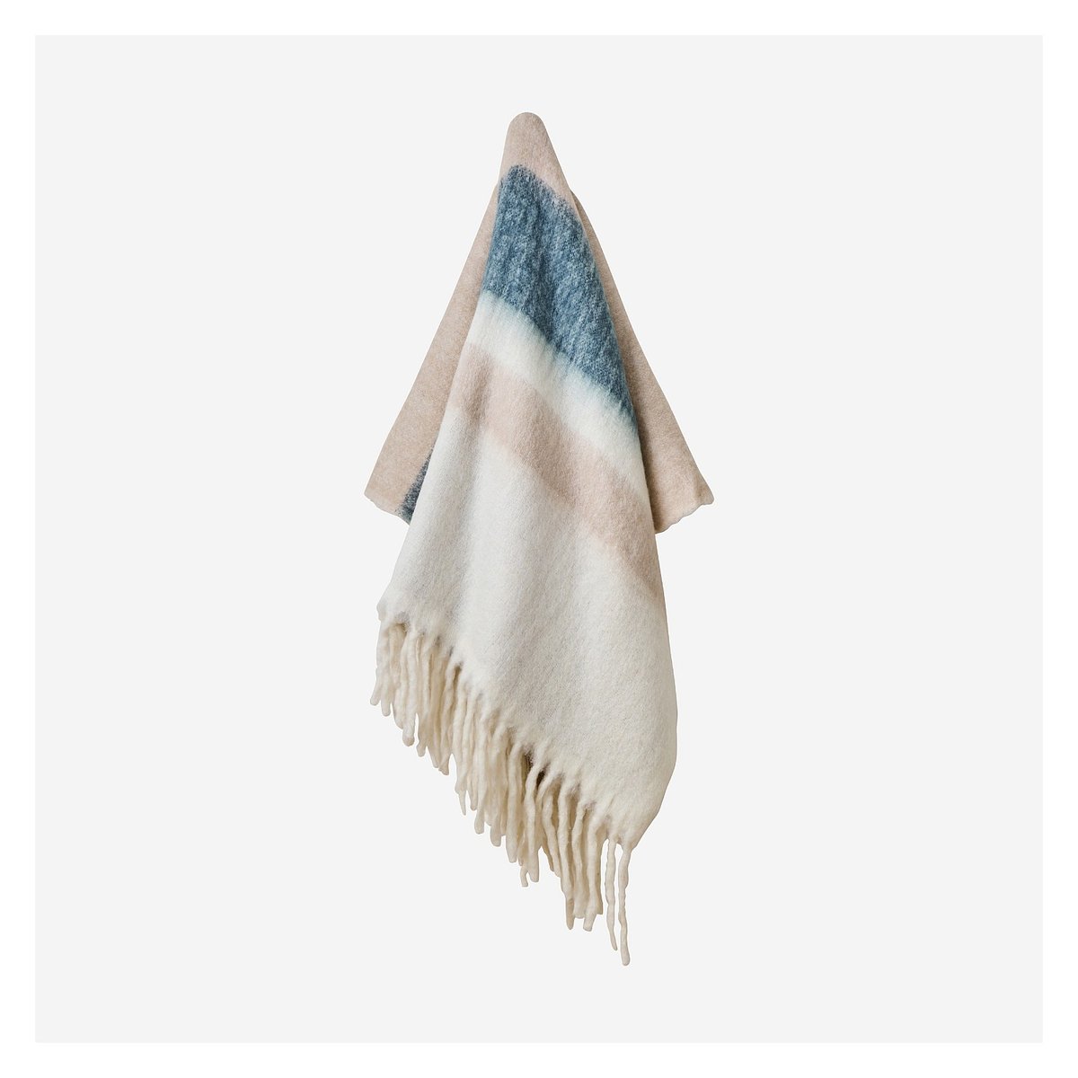 Plaid en laine BRUNA bleu, beige, HABITAT