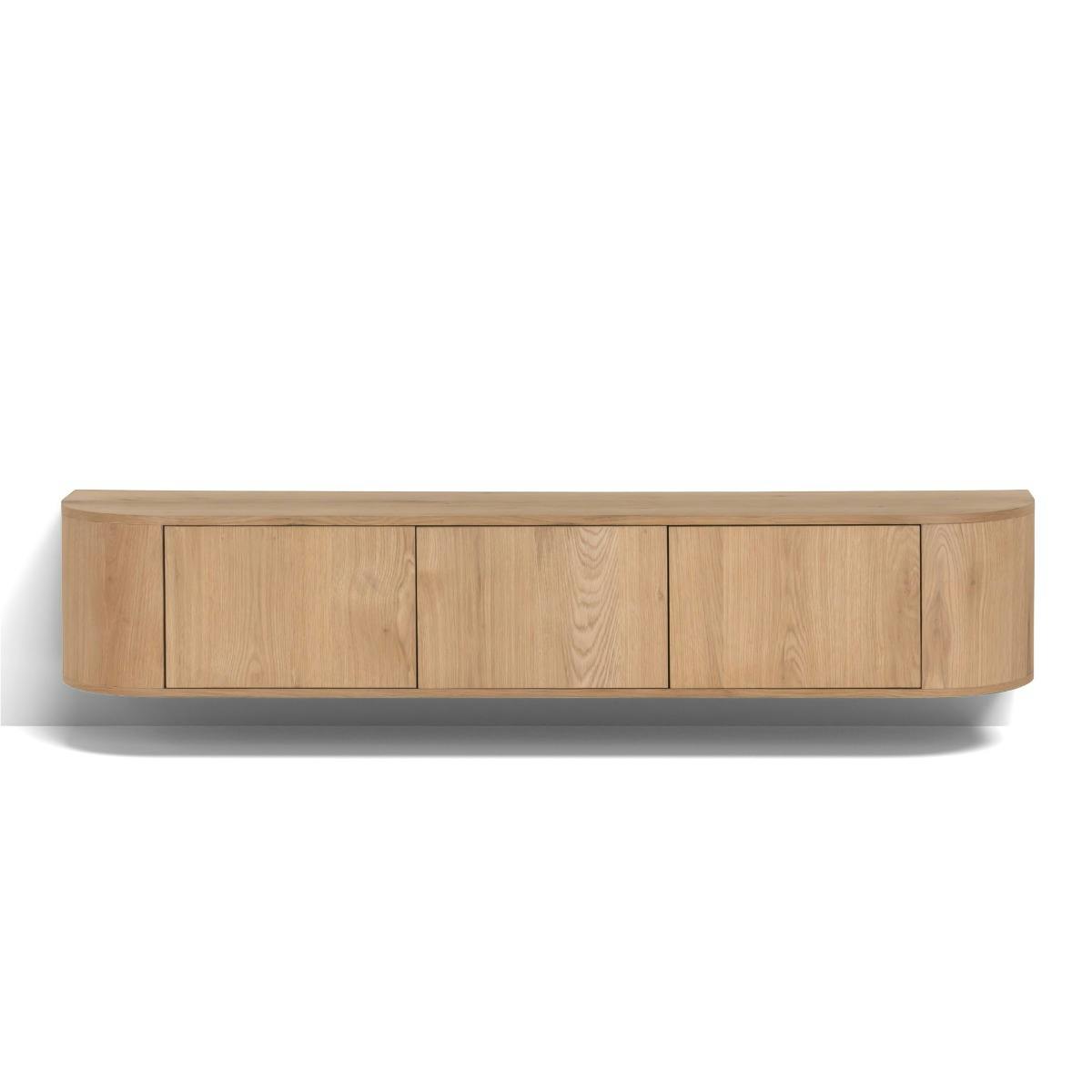 Meuble TV mural 180 cm, 3 portes LOREN bois clair, PIER IMPORT