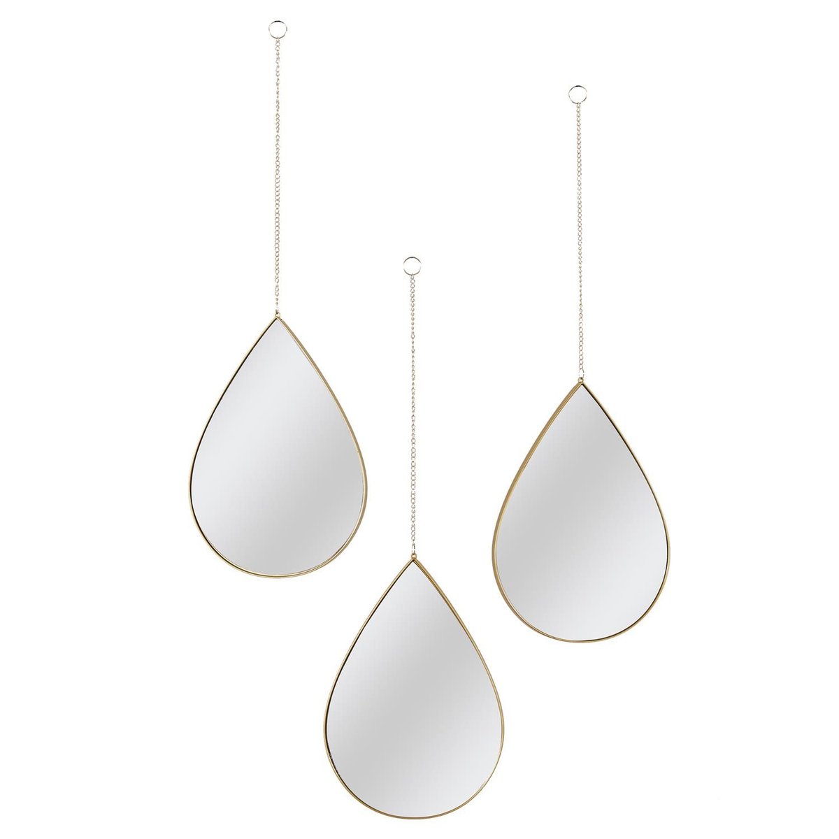 Ensemble de 3 miroirs gouttes suspendus SIXTE or, THE HOME DECO FACTORY