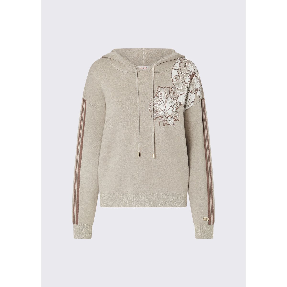 Sweat à capuche jacquard beige, LIU JO