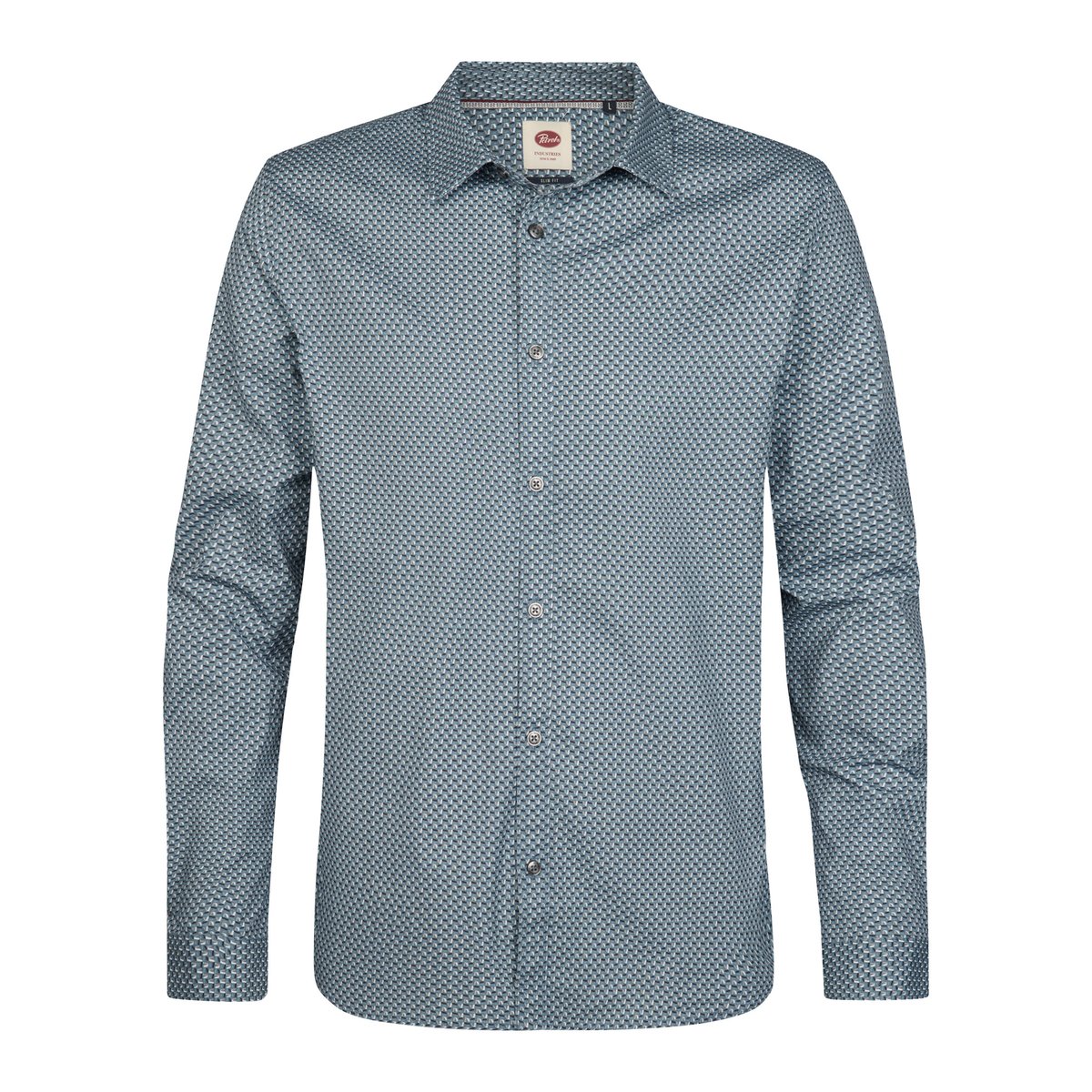 Chemise slim à micro-motifs millworks bleu iron blue, PETROL INDUSTRIES