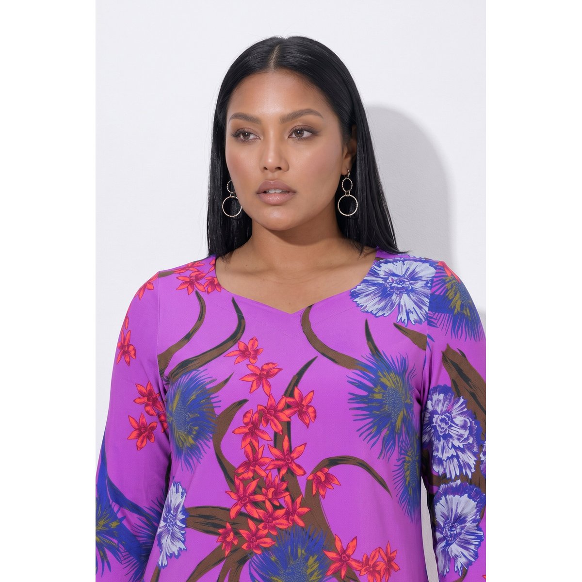 T-shirt au tombé fluide, motif floral lande clair, ULLA POPKEN