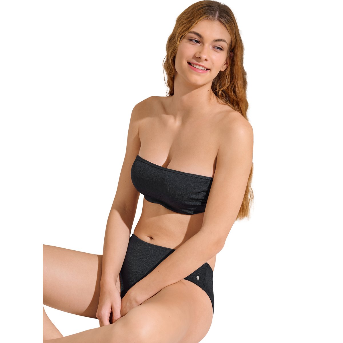 Haut maillot de bain bandeau balconnet préformé MALAGA noir, LISCA
