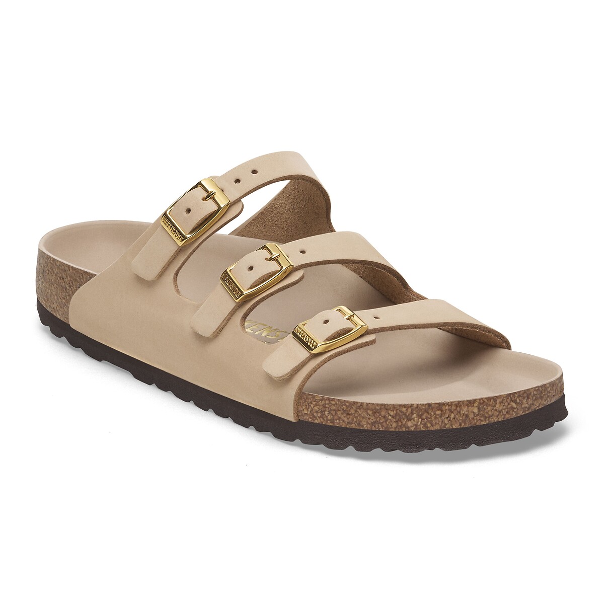 Mules en cuir nubuck Florida beige, BIRKENSTOCK