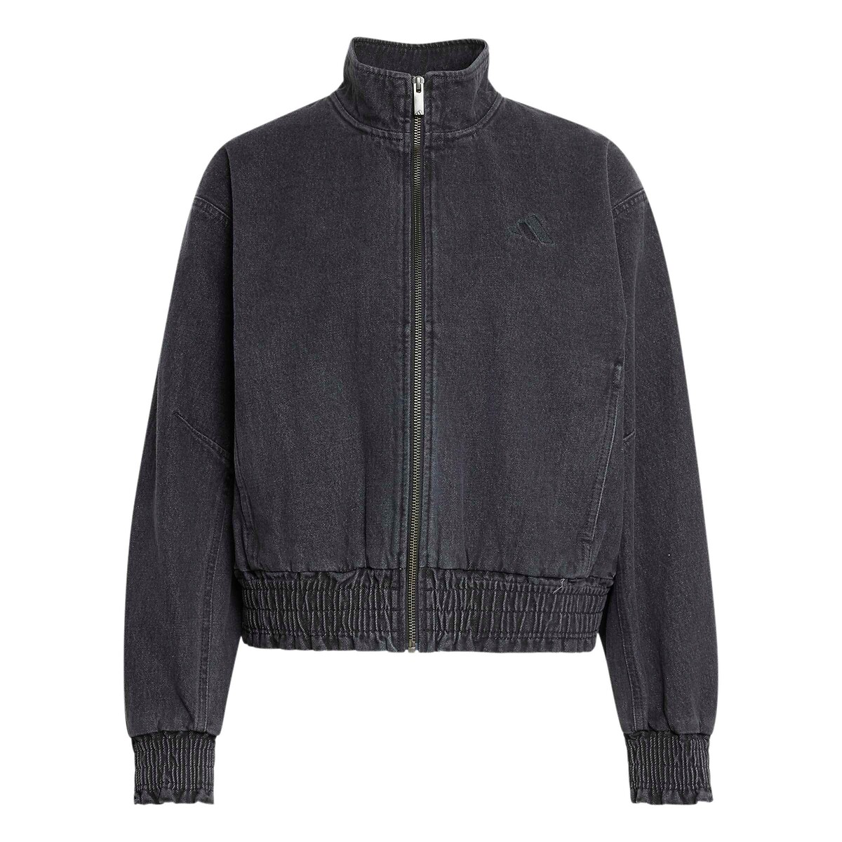 Giacca con zip in denim denim nero, ADIDAS SPORTSWEAR