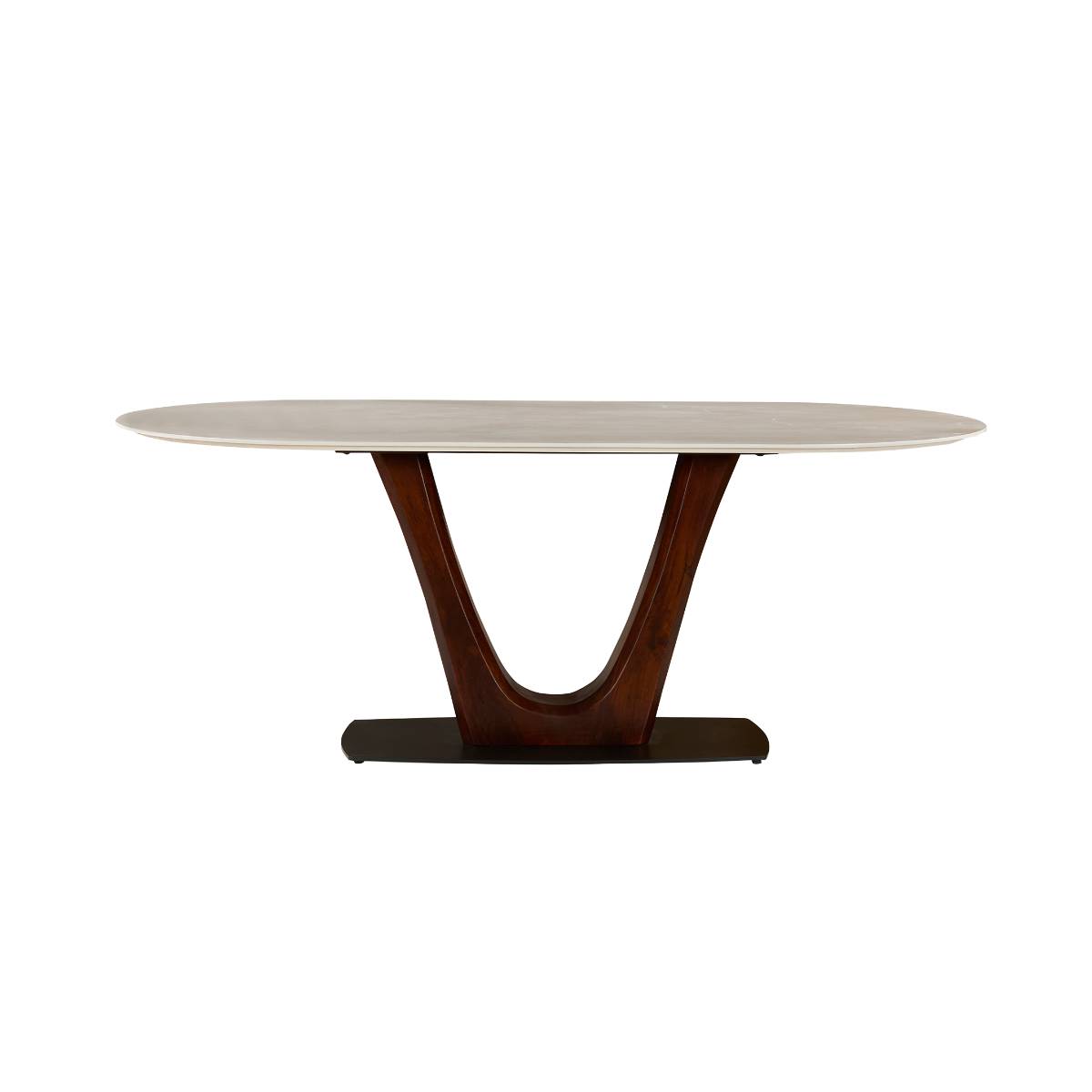 Table à manger en bois de manguier et en céramique AYDENA bois foncé, MADE IN MEUBLES