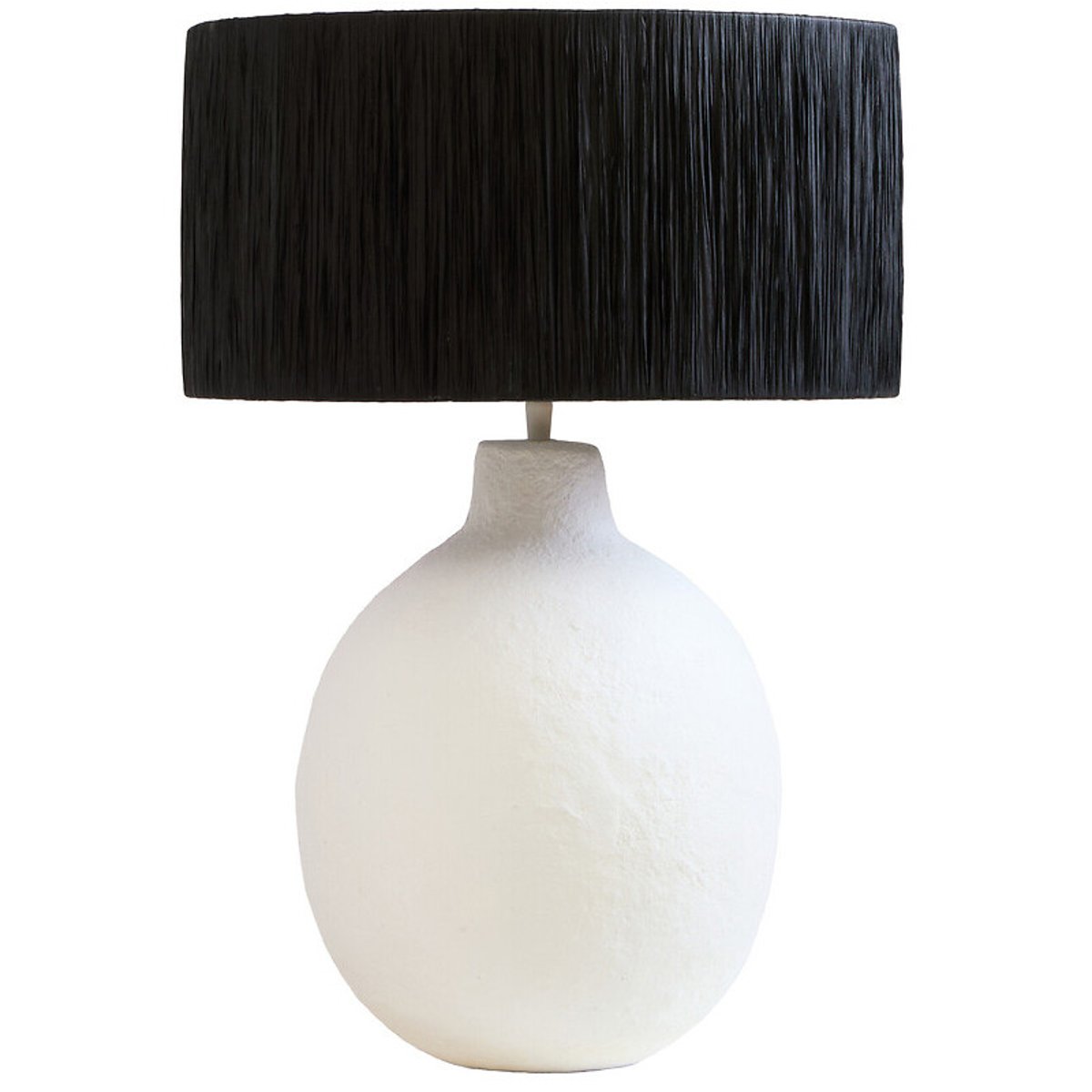 61cm Coole Papier Mache Style Table Lamp With Black Raffia Shade black/white, ÉDITÉ