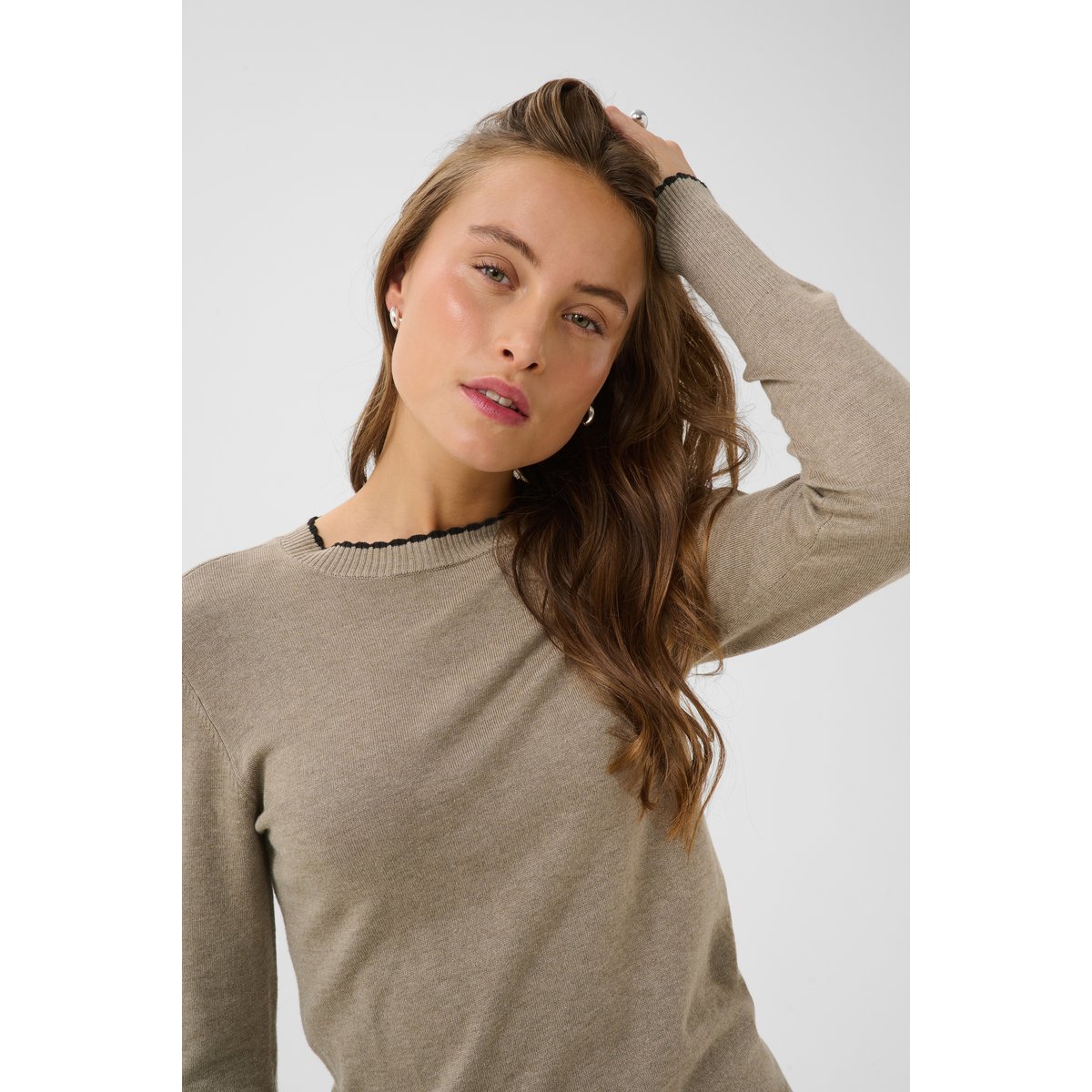 Pullover tricoté beige desert taupe melange, KAFFE