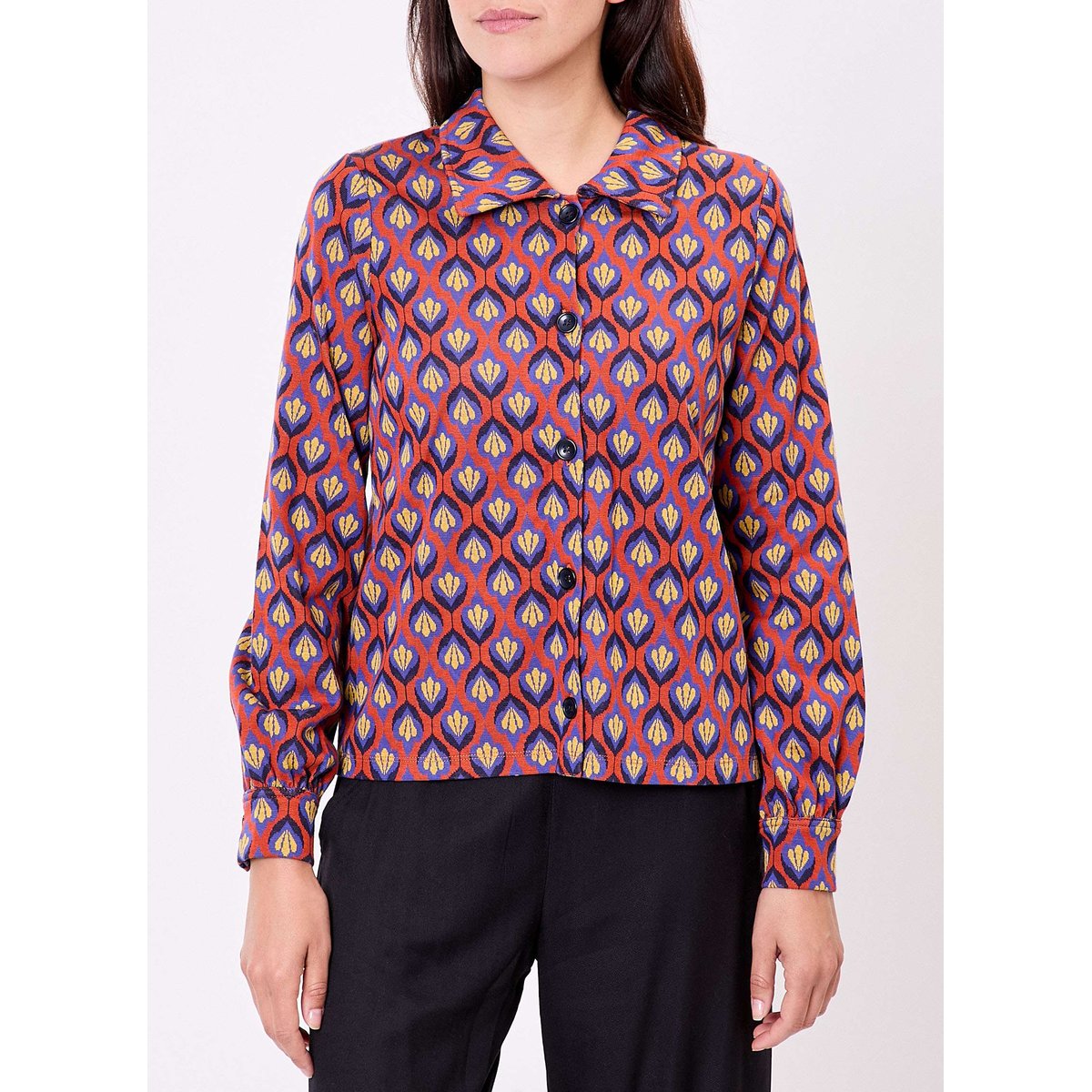 Veste courte maille jacquard bio SUMALI rose foncé, PRINCESSE NOMADE