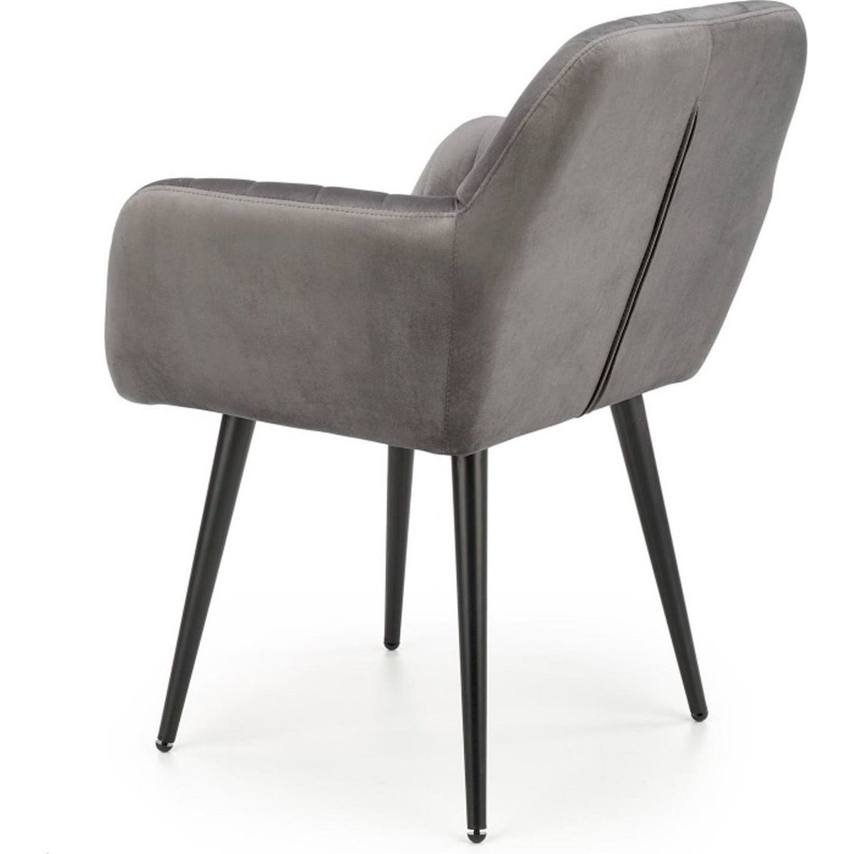 Chaise capitonnée velours KOMORYN avec accoudoirs gris anthracite, RECOLLECTION