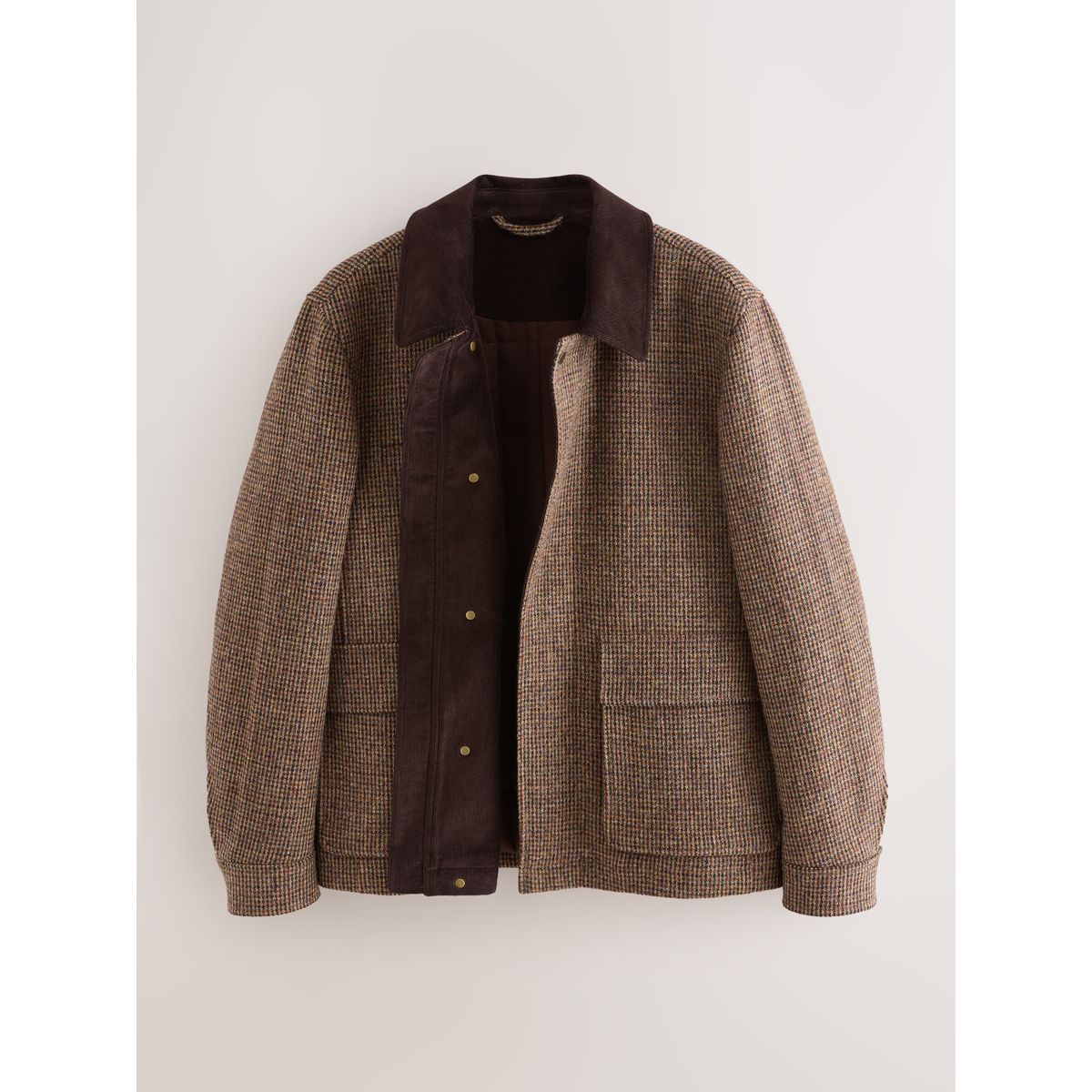 Veste avec col en velours côtelé harris tweed Signature marron, NEXT
