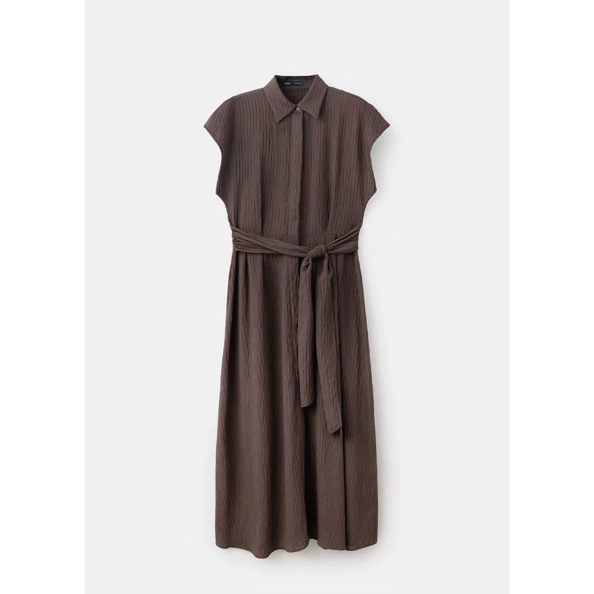 Robe chemisier ceinture marron, MANGO