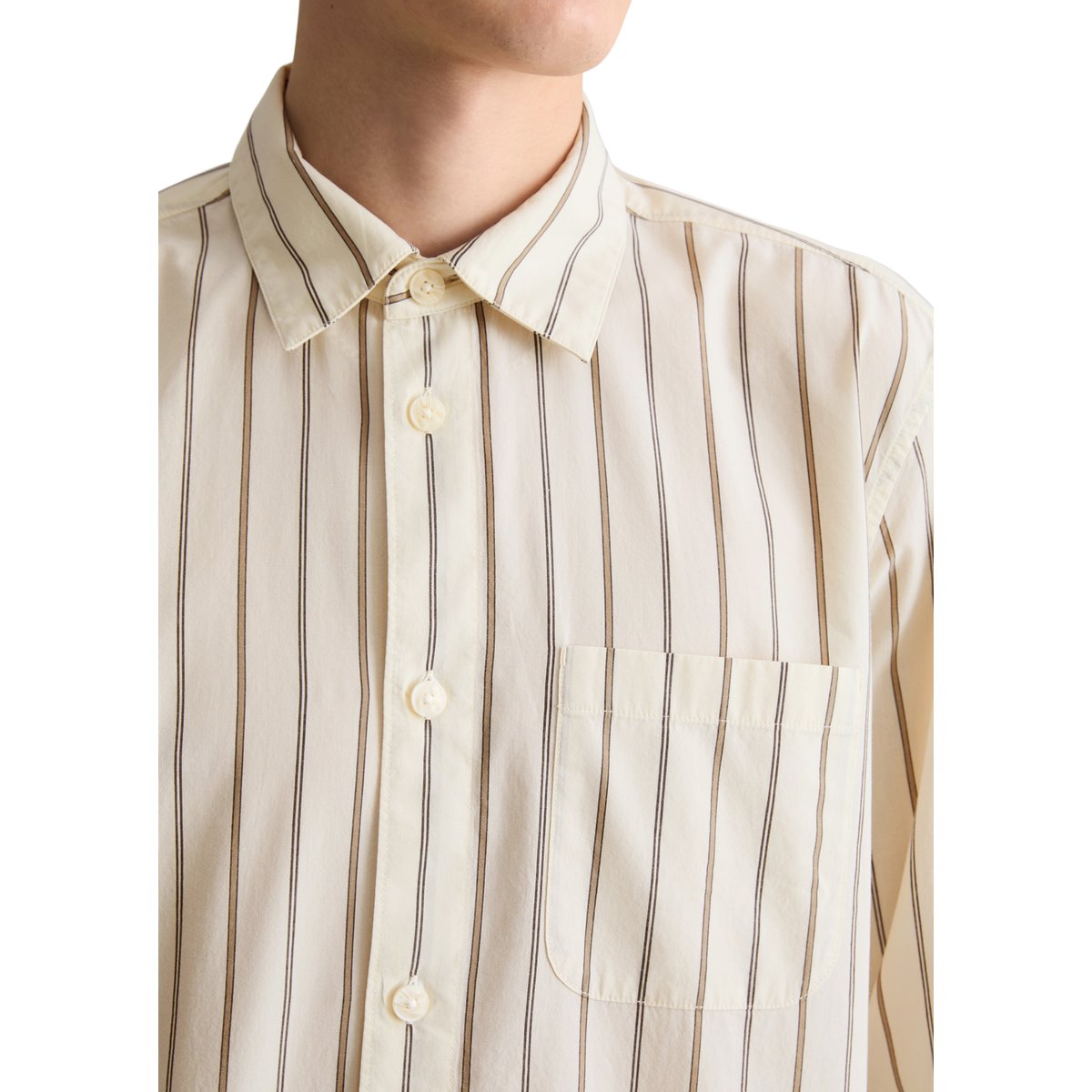 Chemise regular en popeline de coton bio blanc naturel, MARC O’POLO DENIM