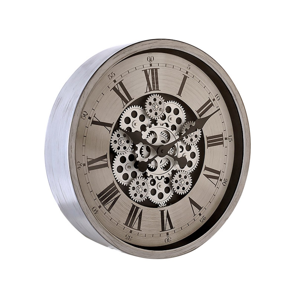 Horloge ronde mécanisme apparent 46x46x8,5cm gris, EMDE