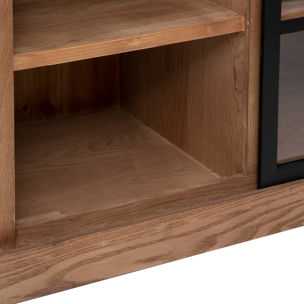Buffet 1 porte verrière fer et verre trempé DANIK marron caramel, ATMOSPHERA