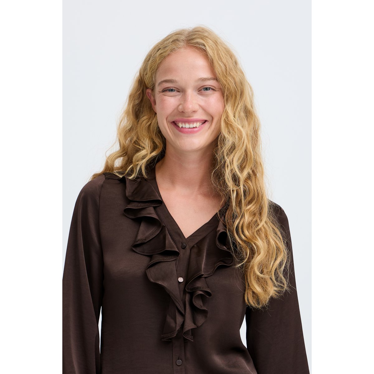 Chemise à manches longues marron java, B.YOUNG