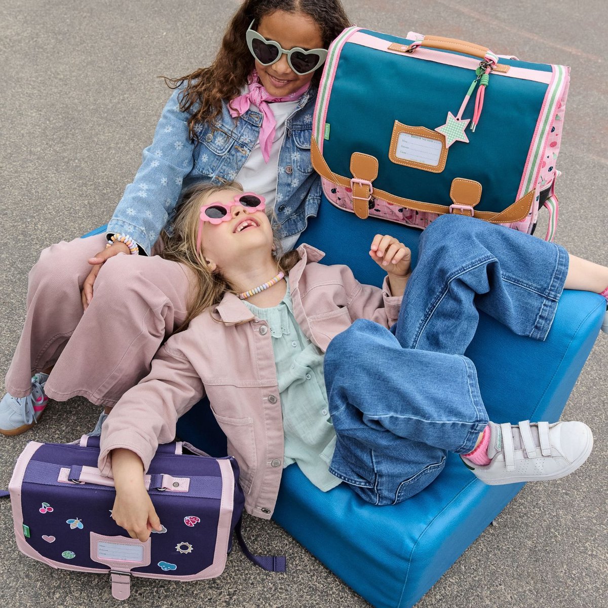 Cartable vert, rose, bleu, TANN'S