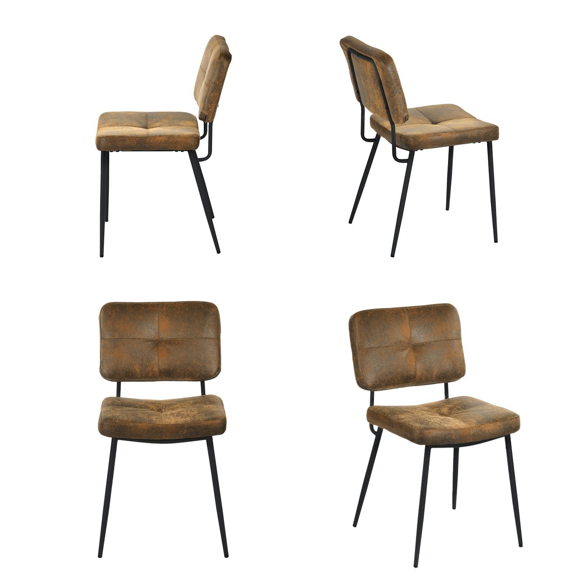 Lot de 6 chaises de salle à manger en marron style vintage rétro, KAROMI marron, MEUBLES COSY
