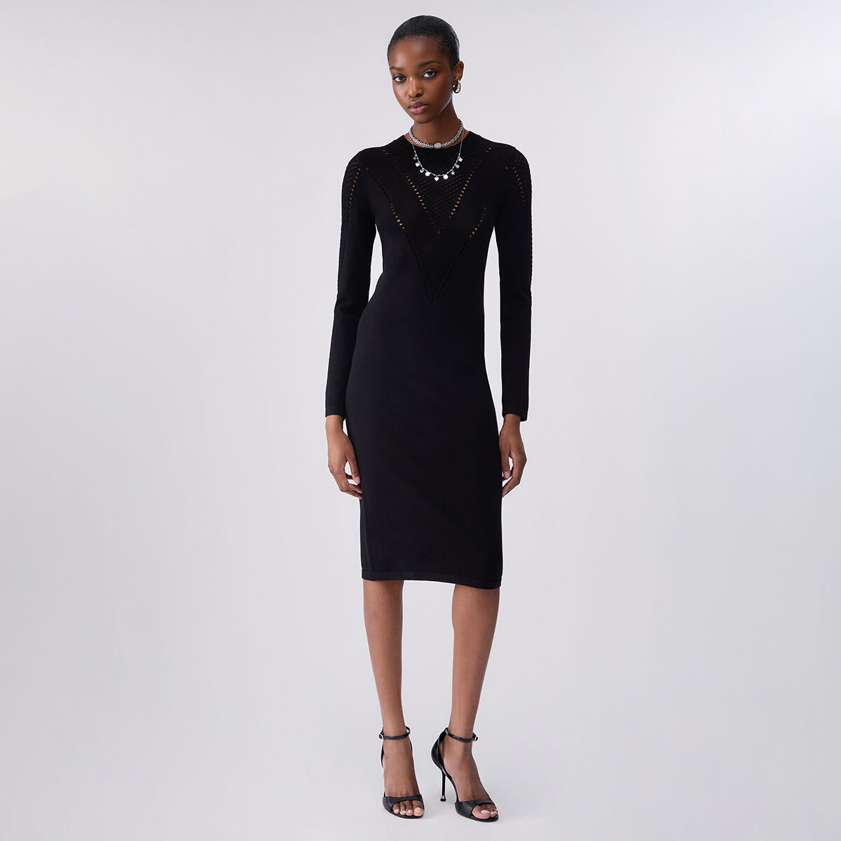 Robe midi en maille noir, LIU JO