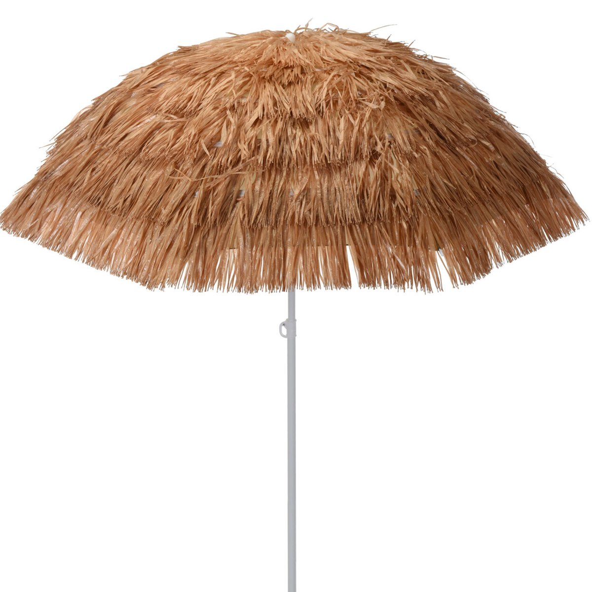 Parasol à franges raphia diamètre 180cm marron, WADIGA