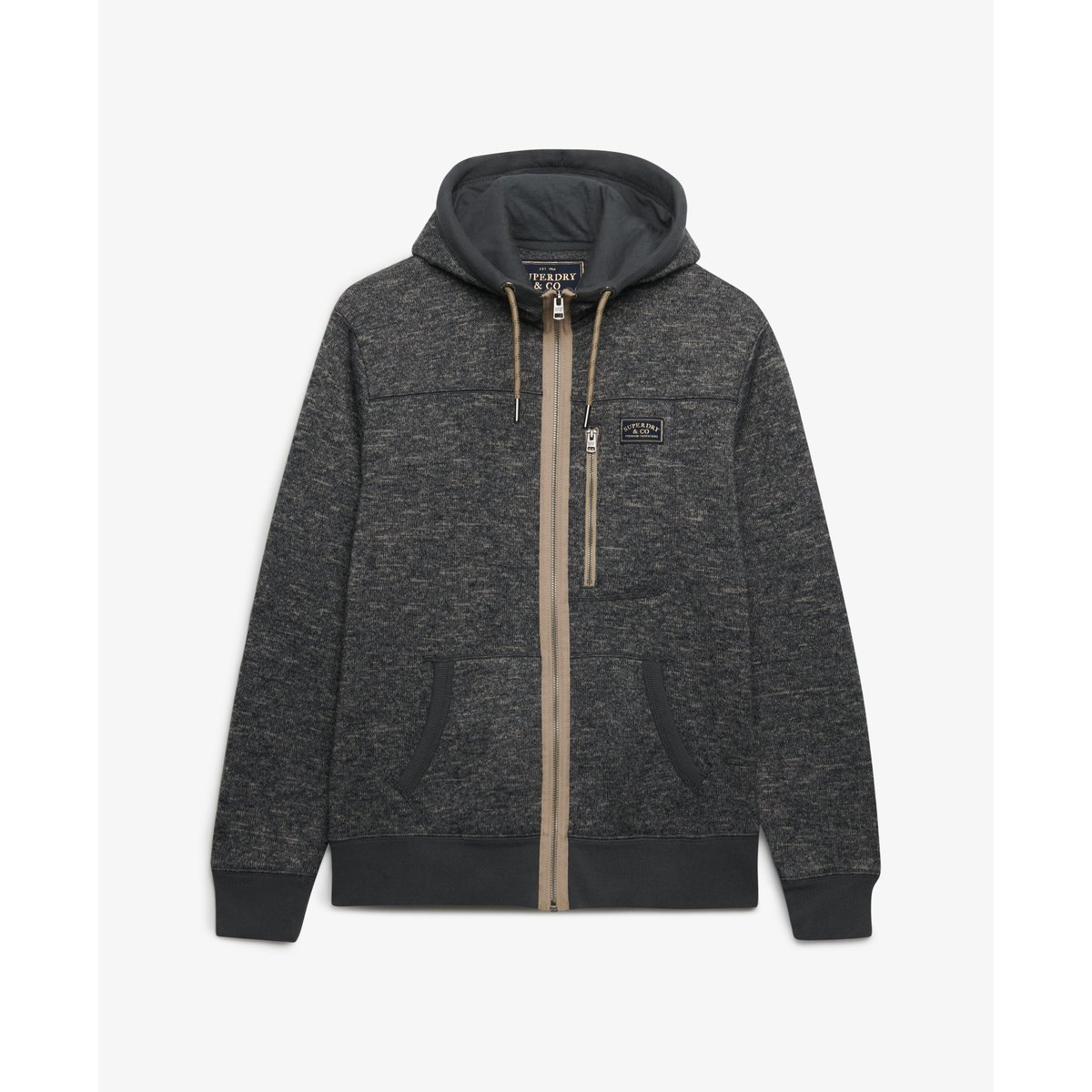Sweat zippé à capuche Storm Fleece coupe décontractée gris anthracite storm flammé, SUPERDRY