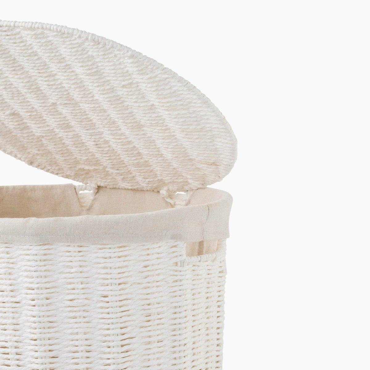 Panier oval haut en papier, 42x30xH52cm blanc, MONOPRIX