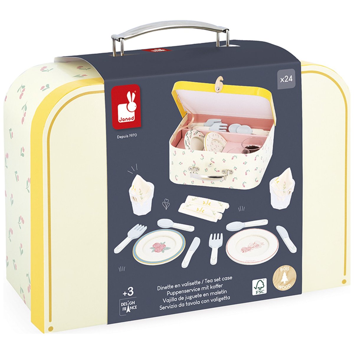 Dinette ecru, jaune, bleu, JANOD