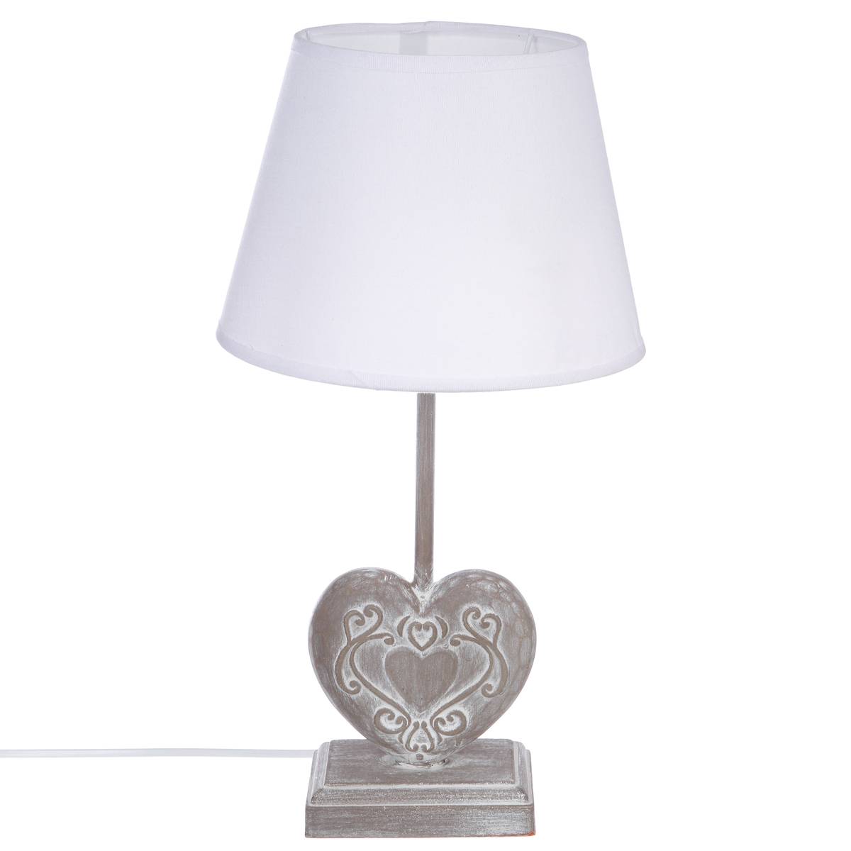 Lampe à poser en bois abat-jour en lin PRATI taupe, ATMOSPHERA