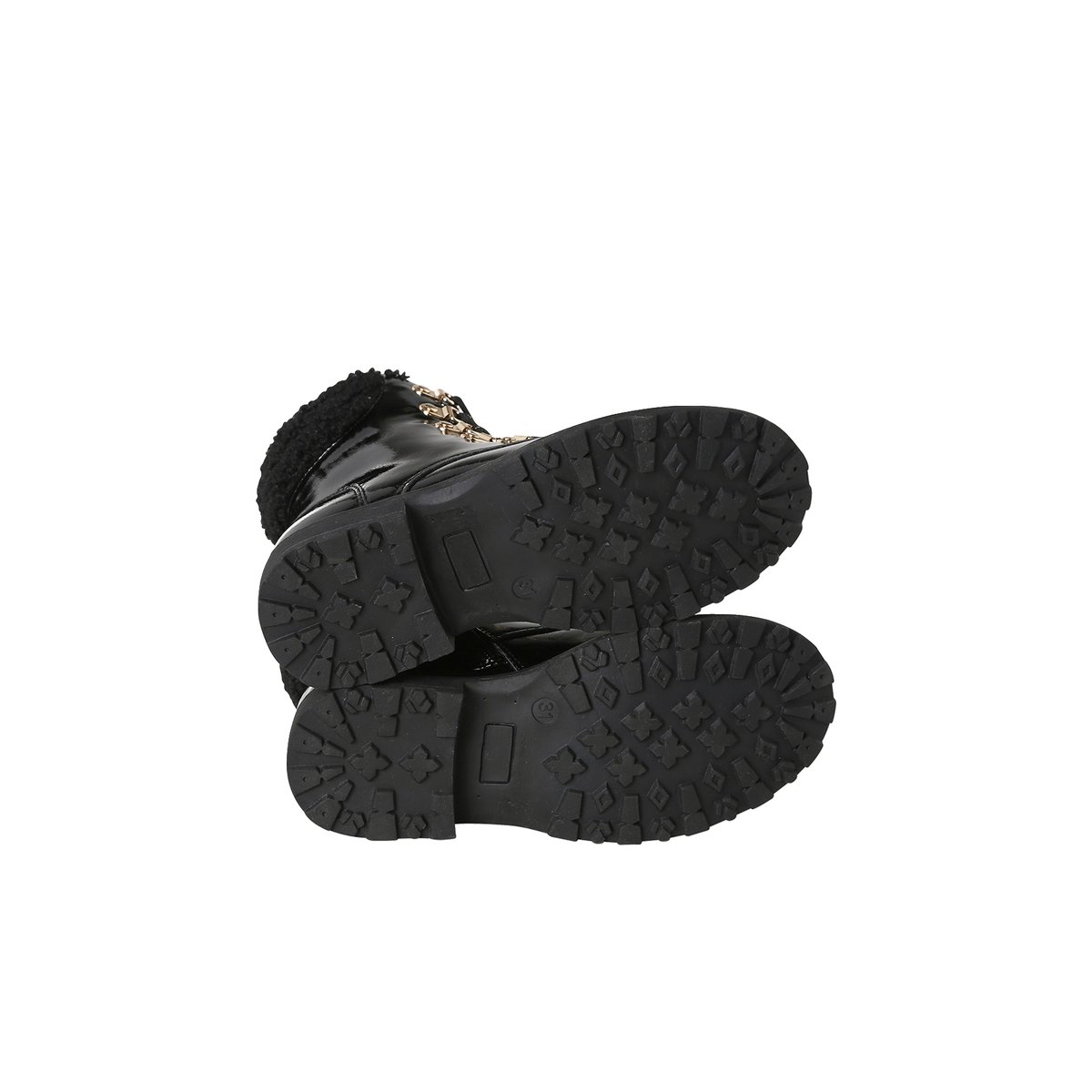 Bottine avec lacets imitation fourrure noir, VERTBAUDET