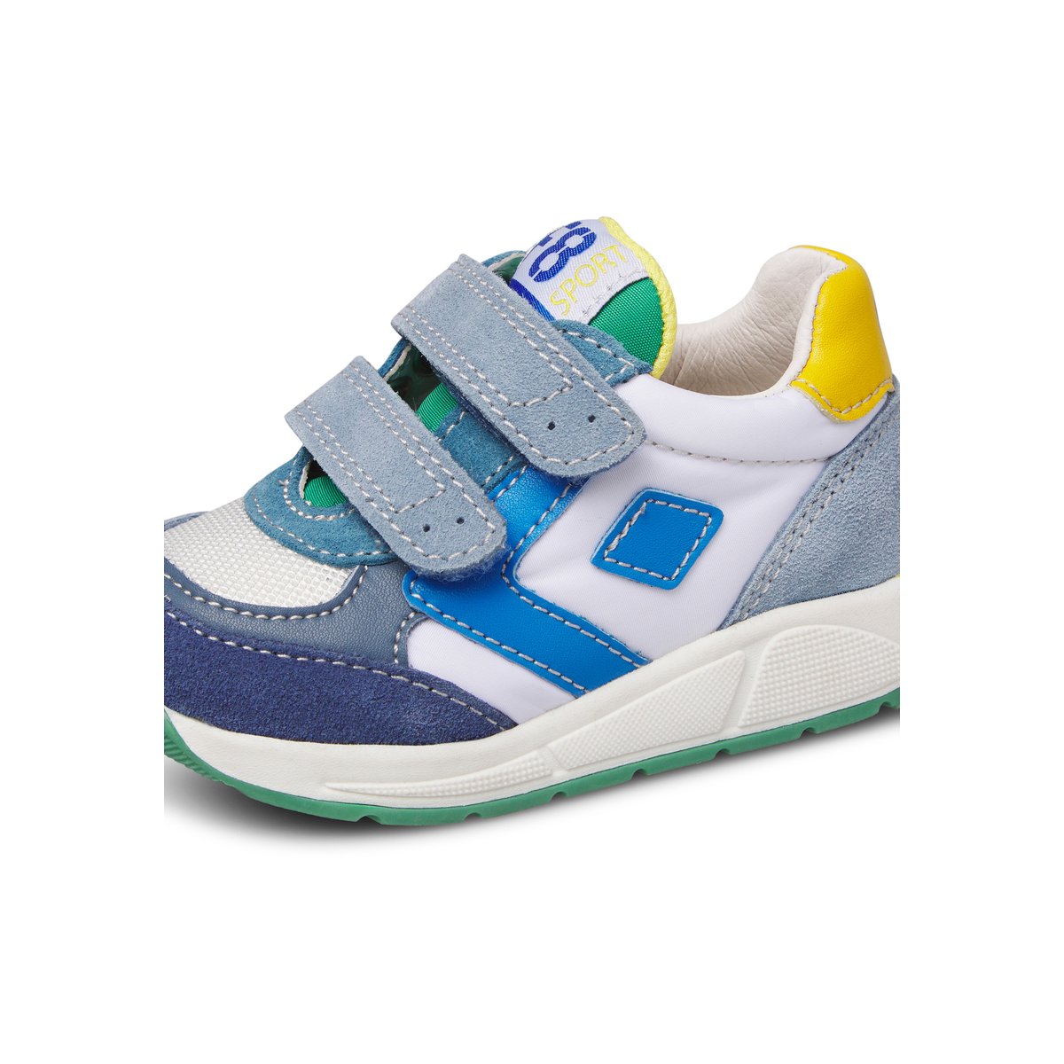 Sneakers en cuir et tissu NORALIS VL. bleu-blanc, FALCOTTO