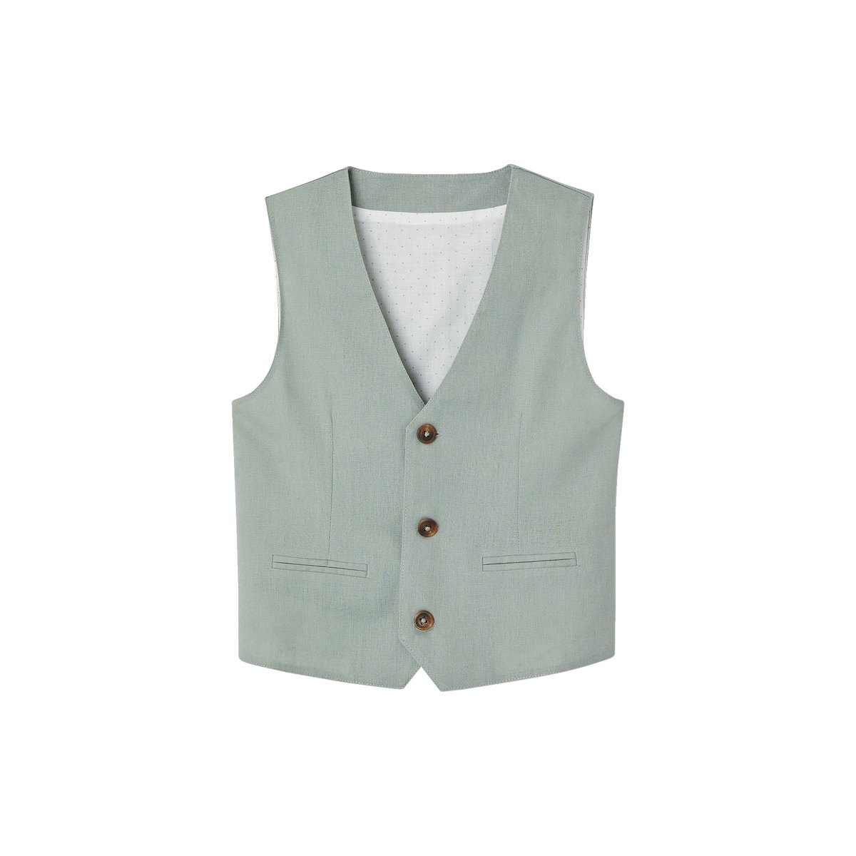 Veste sans manches de cérémonie en coton/ lin vert sauge, VERTBAUDET