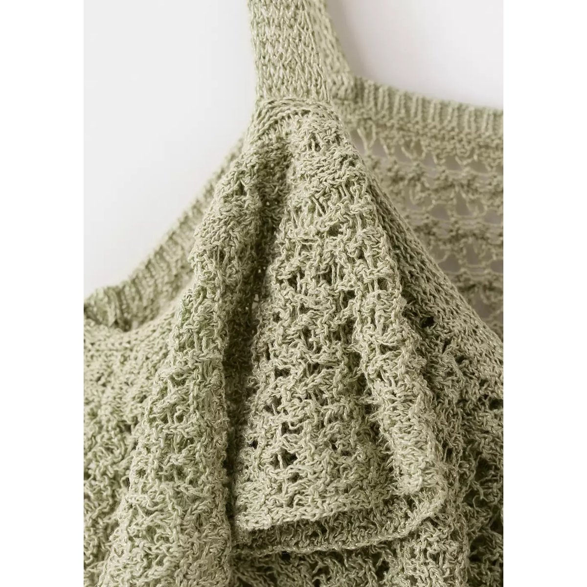 Top en crochet à volants vert pastel, MANGO