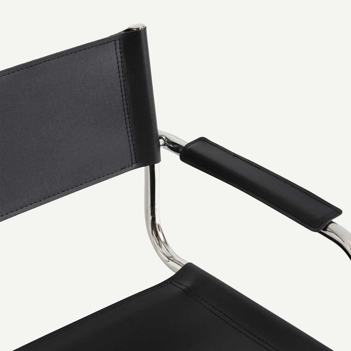 Winset Genuine Split Leather Table Armchair black, AM.PM